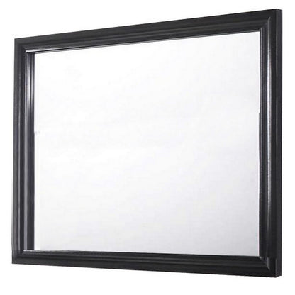 Molded Wooden Frame Dresser Top Mirror, Black and Silver