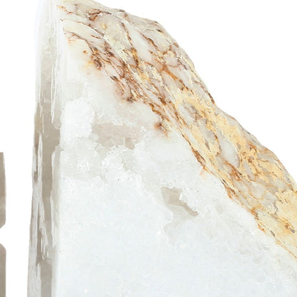 5 Inch Natural White Stone Bookends, Artisanal Textured Geode Rock - View 3