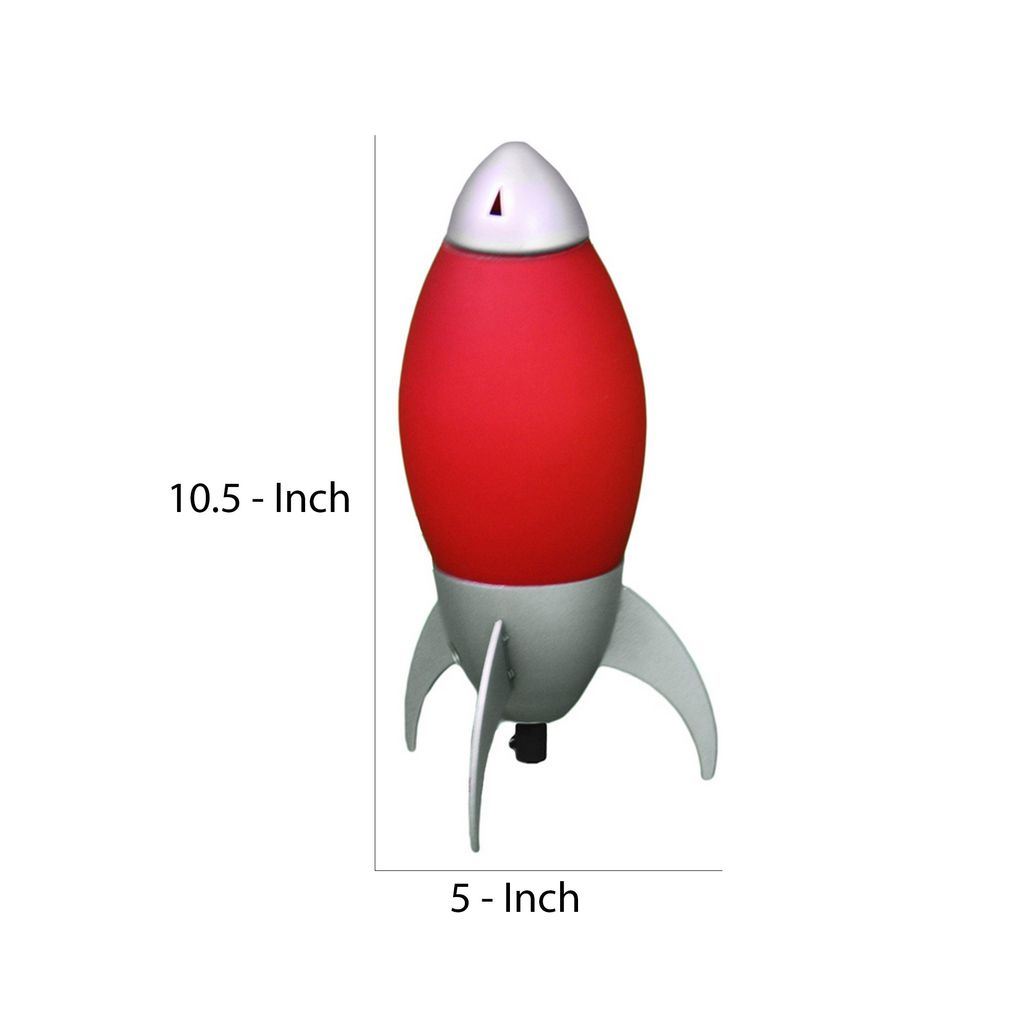 Kid Table Lamp with Rocket Design Silhouette, Red - View 6