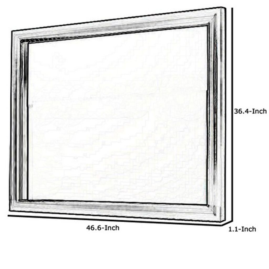 Molded Wooden Frame Dresser Top Mirror, Black and Silver - View 6