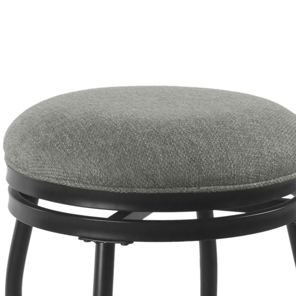 Metal Counter Stool with Swivelling Fabric Padded Seat, Gray and Black - View 3