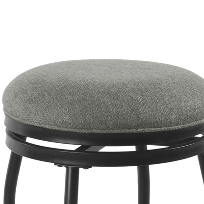 Metal Counter Stool with Swivelling Fabric Padded Seat, Gray and Black - View 3