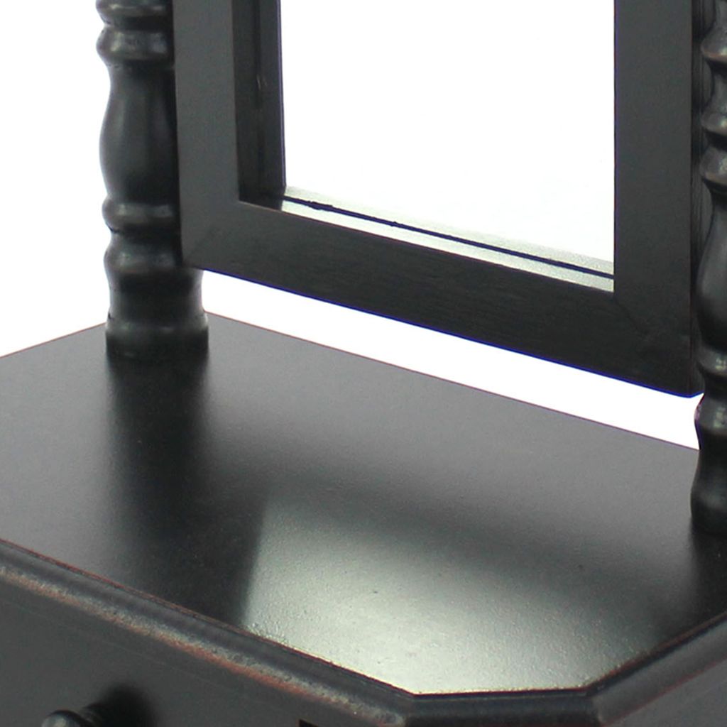 Traditional Wooden Table Mirror with 1 Drawer, Black and Silver, Set of 2  - View 4