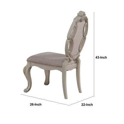 26 Inch Wide Upholstered Dining Side Chair, Set of 2, White - View 6