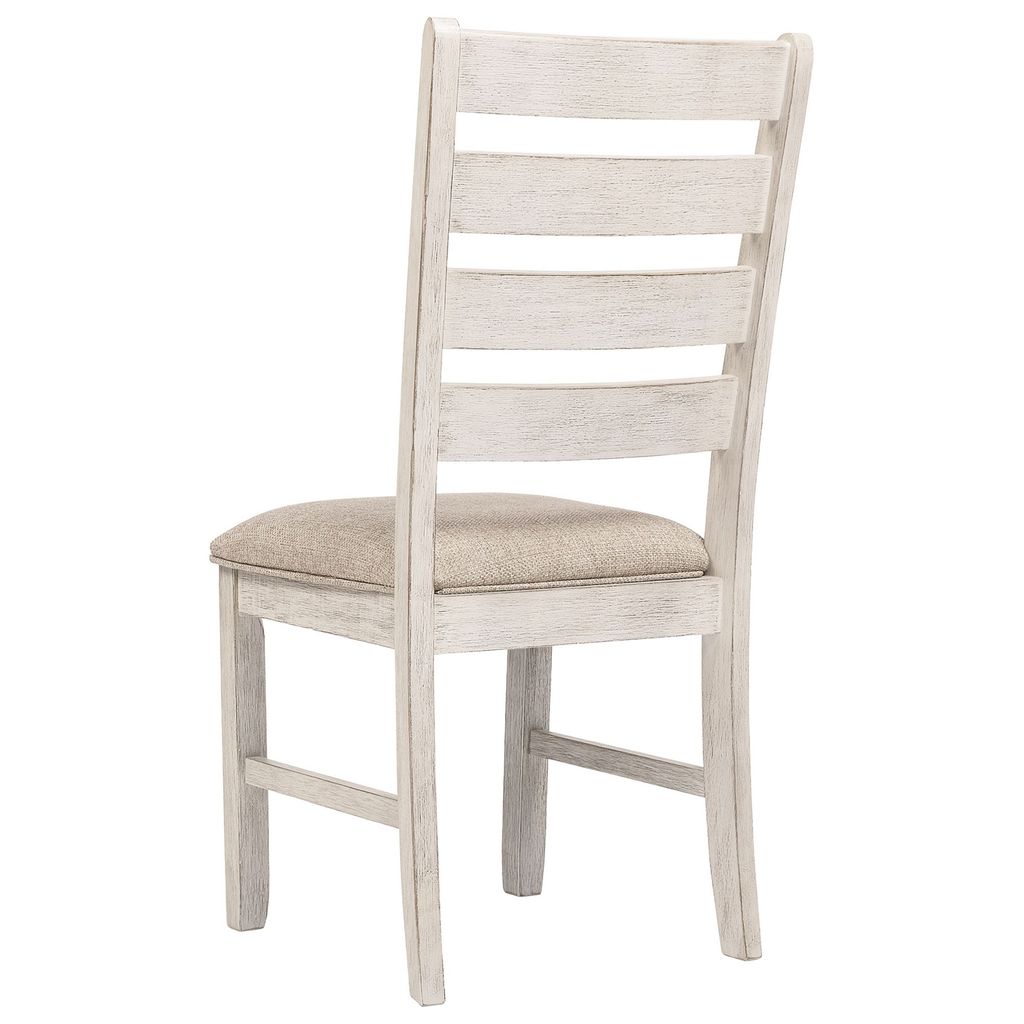 Fabric Dining Side Chair with Ladder Back, Set of 2, White and Brown - View 4