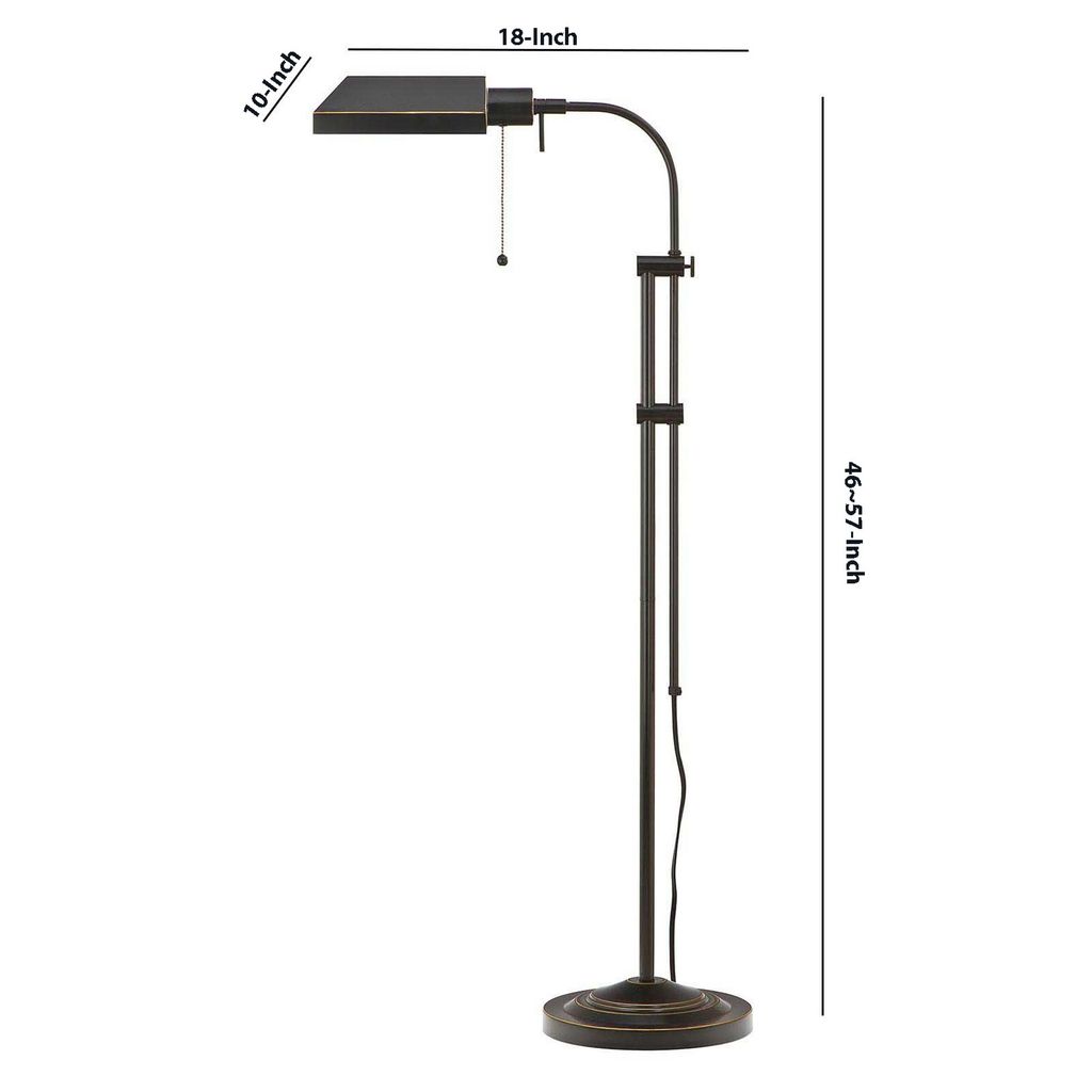 Metal Rectangular Floor Lamp with Adjustable Pole, Dark Bronze - View 6