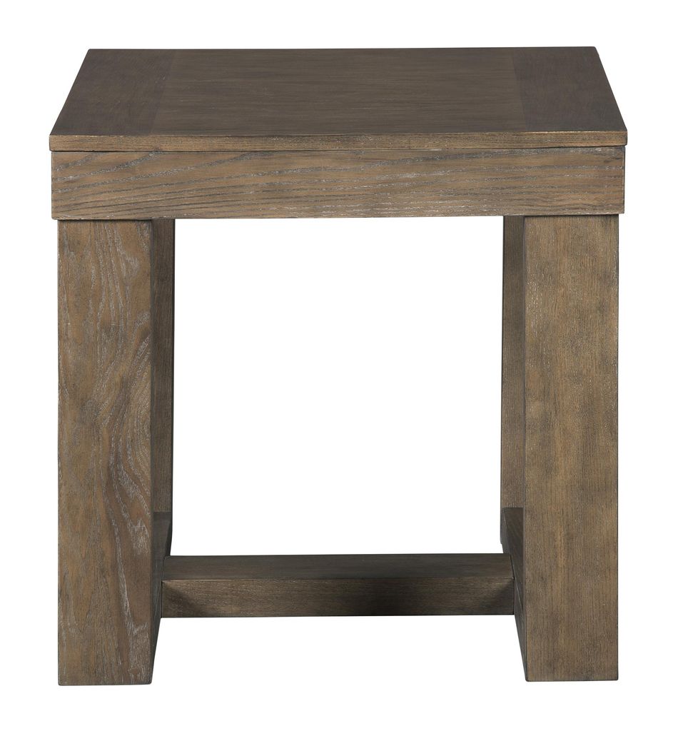 Grained Wooden Frame End Table with Trestle Base, Taupe Brown - View 2