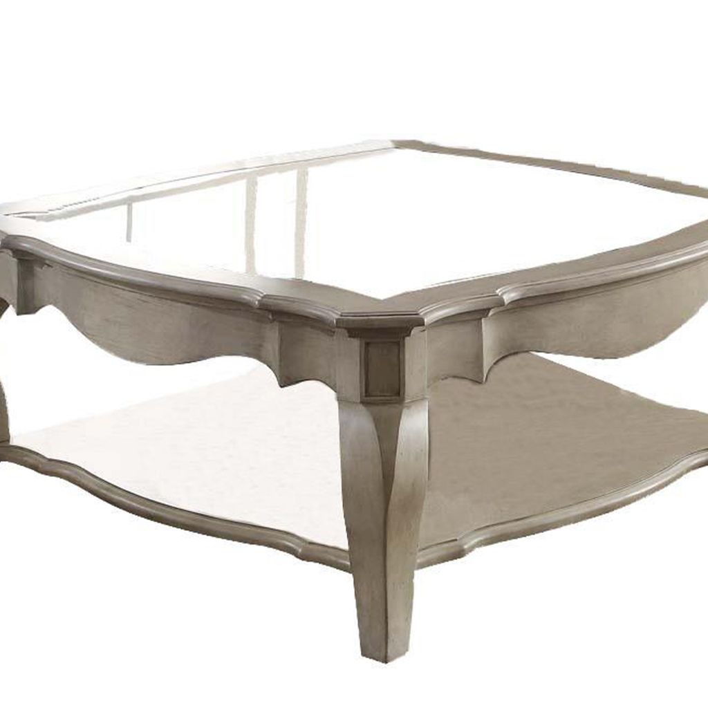 Charming Coffee Table, Brown& Clear Glass - View 3