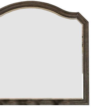 43.5 Inches Scalloped Mirror with Molded Details, Brown - View 4