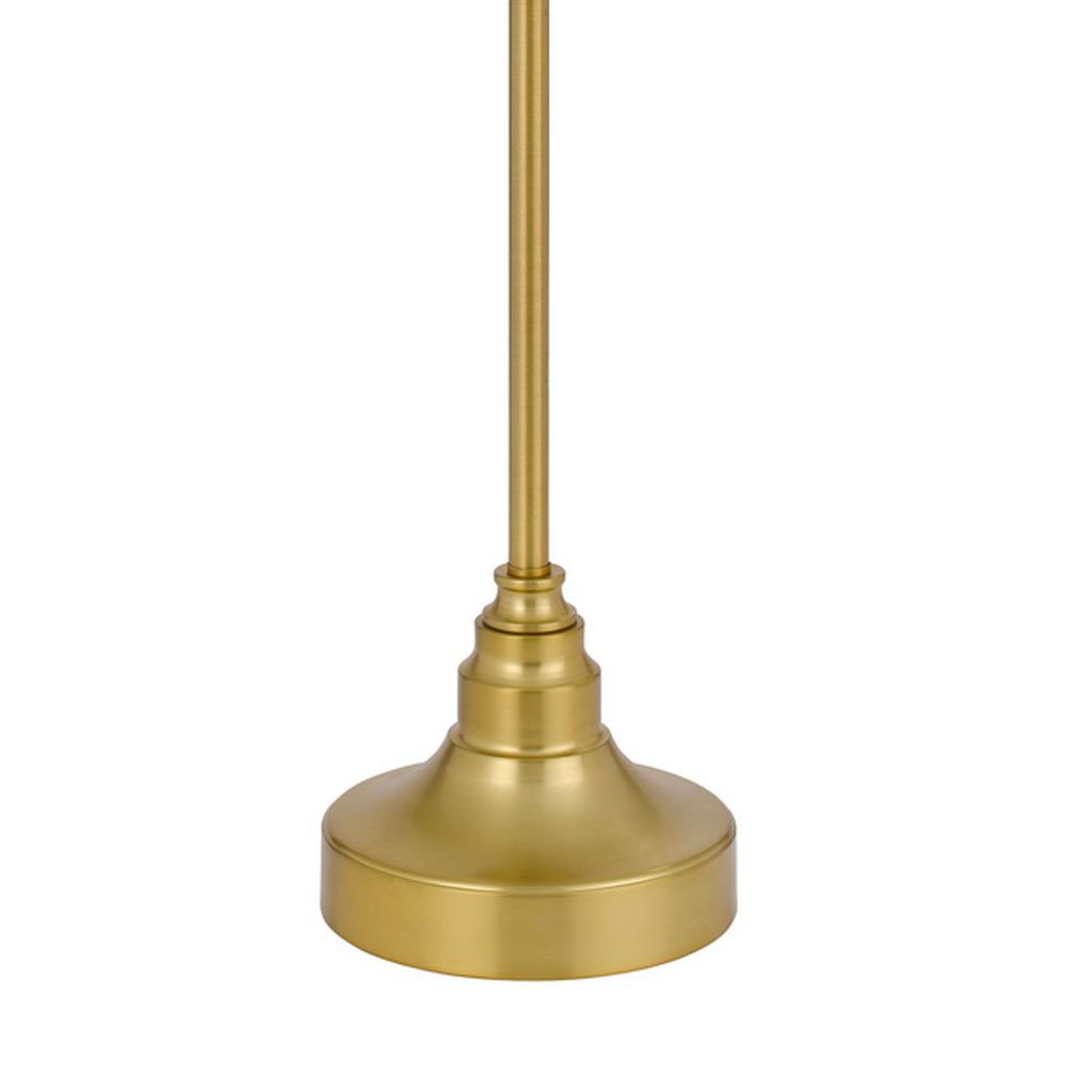 60 Inch Metal Curved Floor Lamp, Adjustable Dome Shade, Brass - View 5