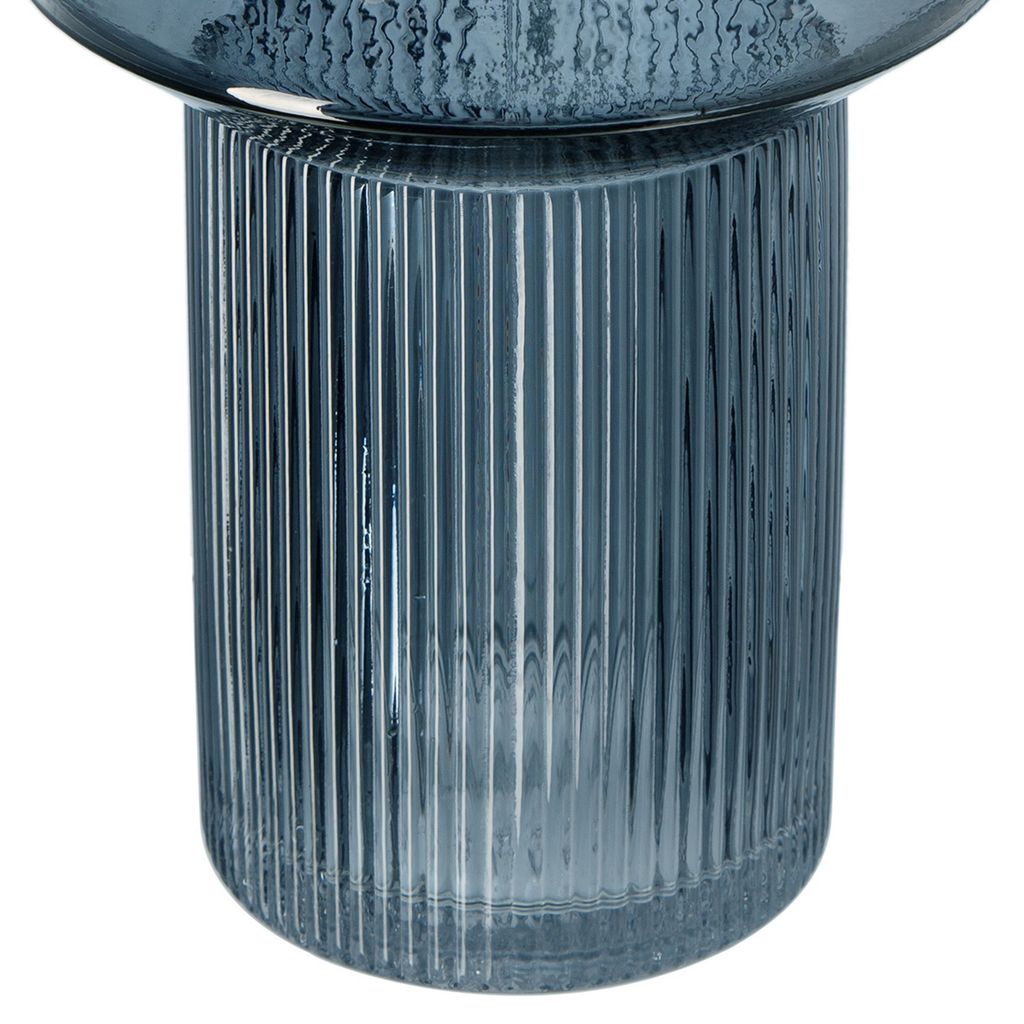 Rae Set of 2 Glass Vases, Tall Round Cylinders, Smokey Blue, Clear Finish - View 4