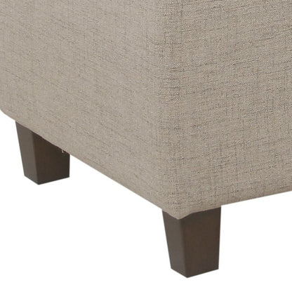 Fabric Upholstered Button Tufted Wooden Bench With Hinged Storage, Beige and Brown - View 3