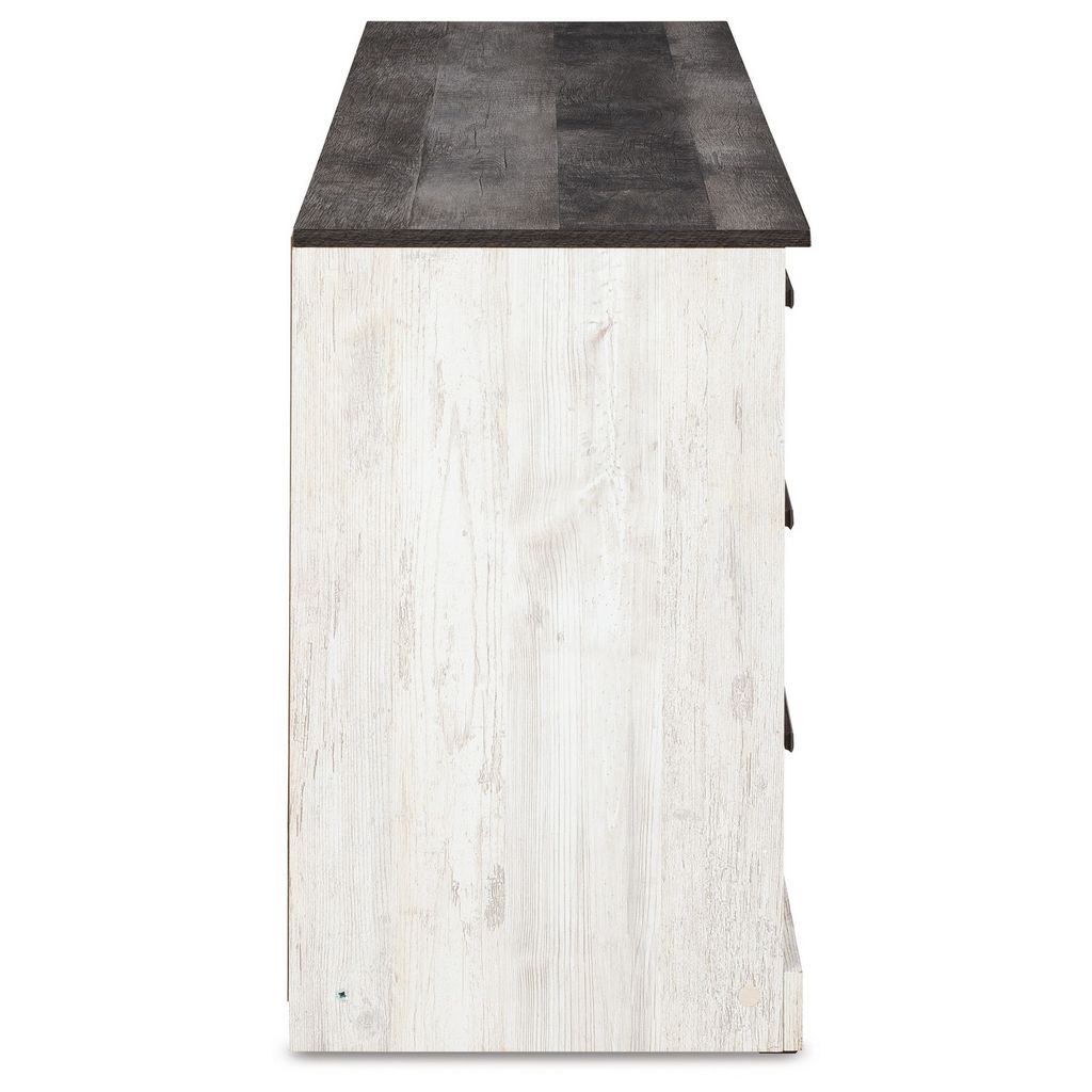 Wisp 59 Inch Wood Dresser, 6 Gliding Drawers, Rustic Crisp White Finish - View 4