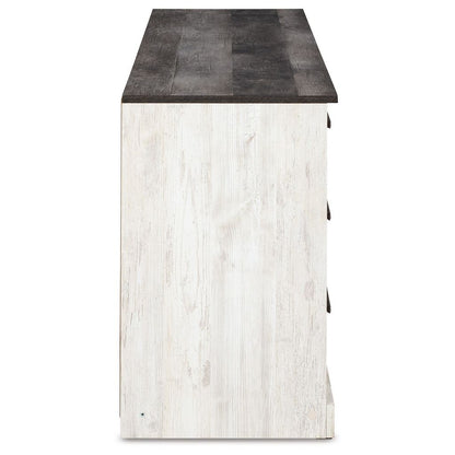 Wisp 59 Inch Wood Dresser, 6 Gliding Drawers, Rustic Crisp White Finish - View 4