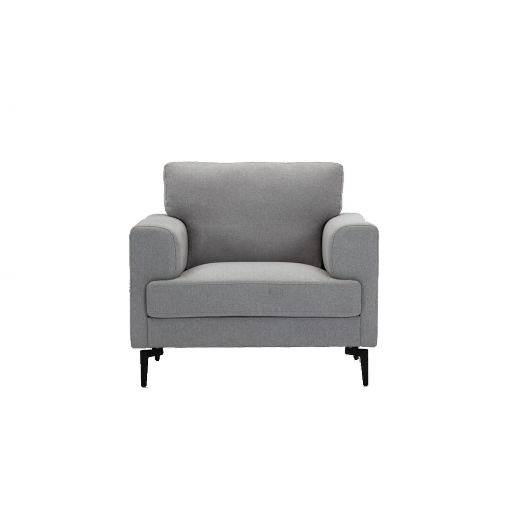 Chair with Fabric Upholstery and Sleek Metal Legs, Gray - View 3