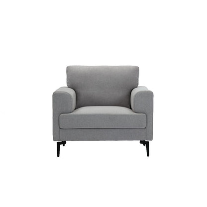 Chair with Fabric Upholstery and Sleek Metal Legs, Gray - View 3