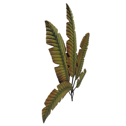35 Inch Tropical Metal Palm Leaf Wall Mount Accent Decor, Brushed Green, Antique Yellow, Black - View 3