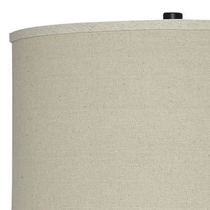 Drum Shade Table Lamp with Glass Insert Base, Bronze - View 5