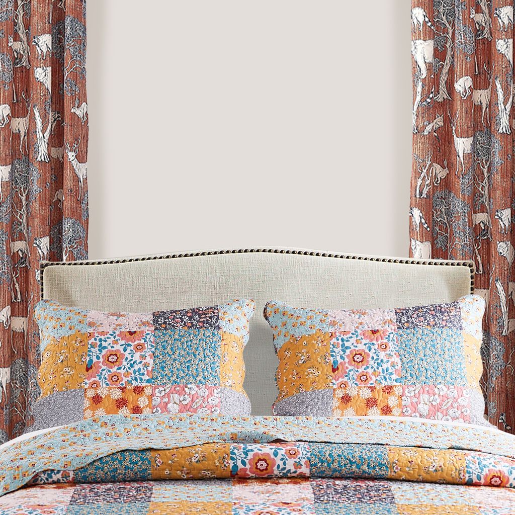 Turin 36 Inch King Pillow Sham, Patchwork Floral Print, Soft Microfiber - View 6