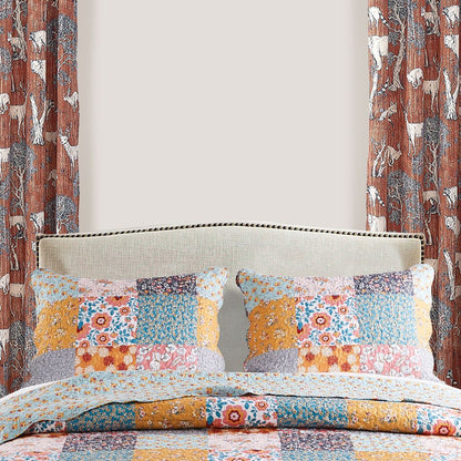 Turin 36 Inch King Pillow Sham, Patchwork Floral Print, Soft Microfiber - View 6