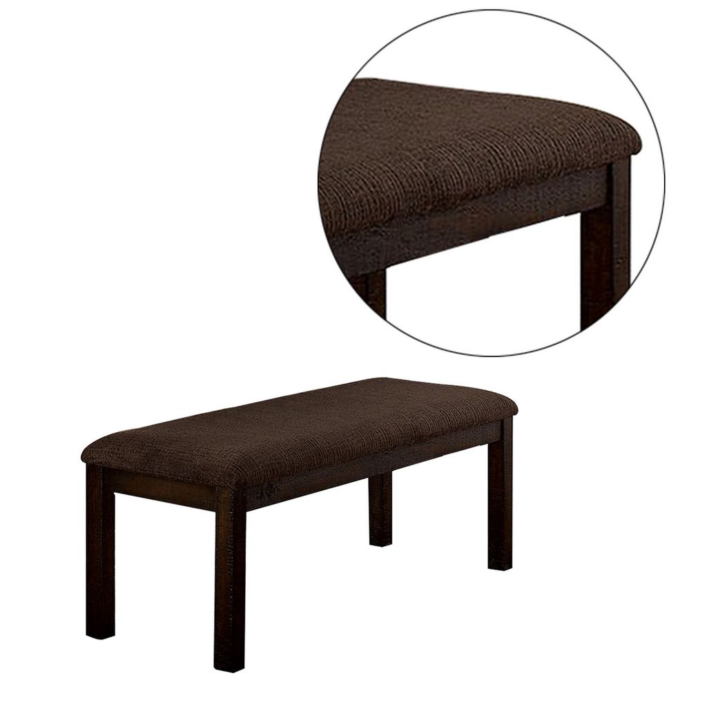 18 Inch Padded Bench with Wooden Frame, Brown - View 5