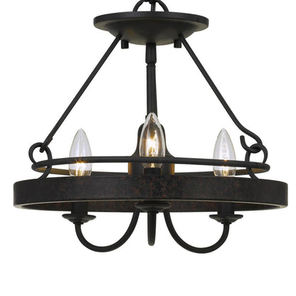 60 X 3 Watt Metal Frame Pendant with Hardwired Switch, Textured Gray - View 4