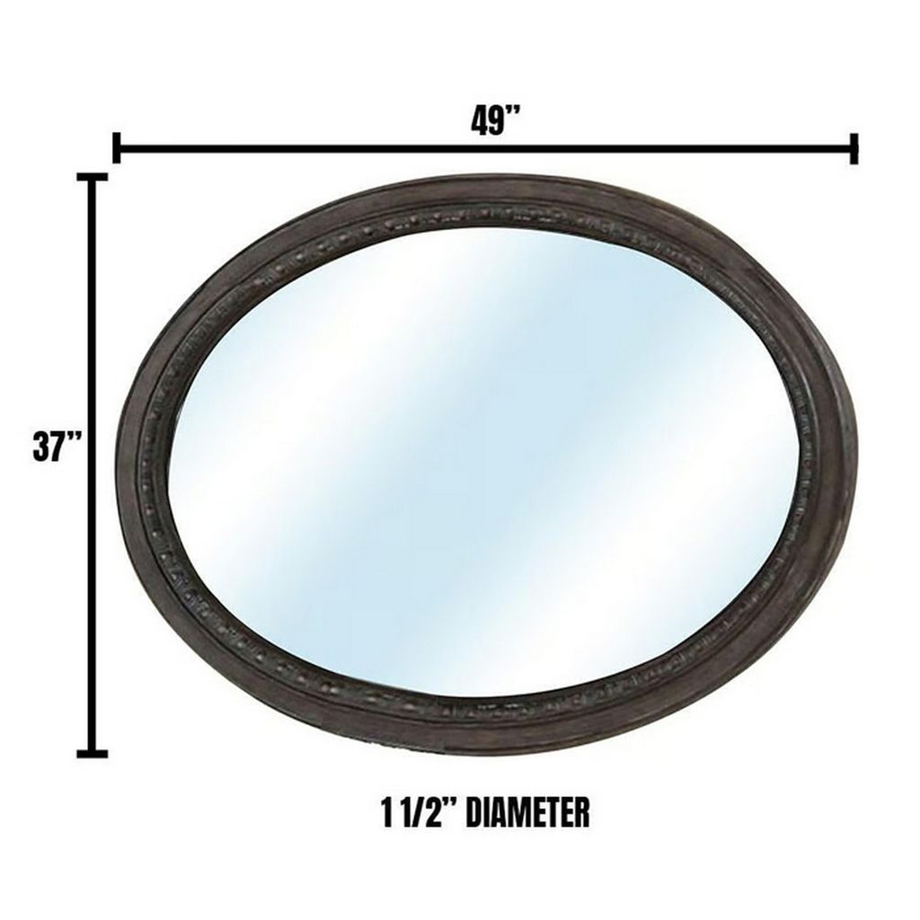 Oval Wall Mountable 5mm Beveled Mirror, Rustic Natural Brown - View 6