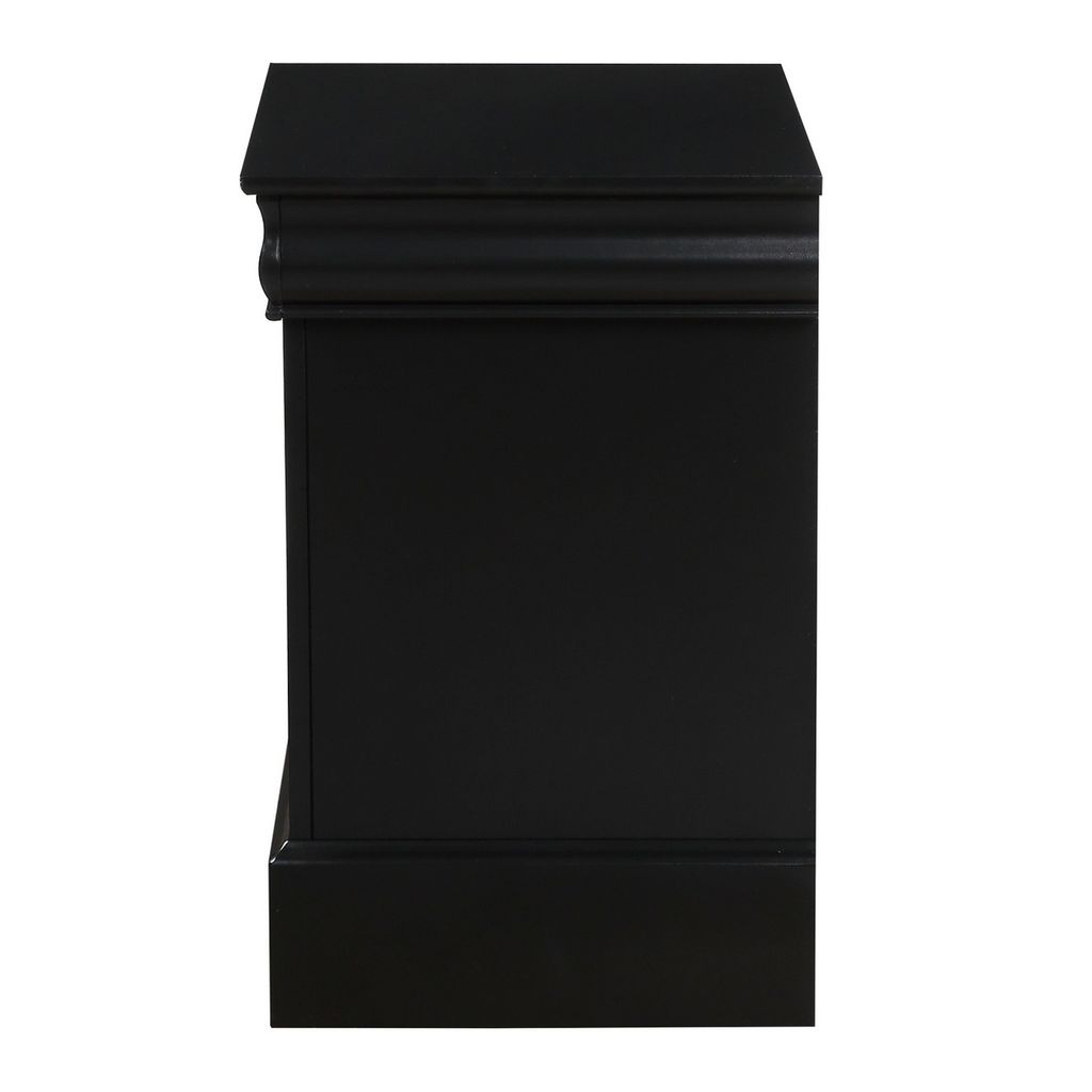 Traditional 2 Drawers wood Nightstand By Louis Philippe III, Black - View 5