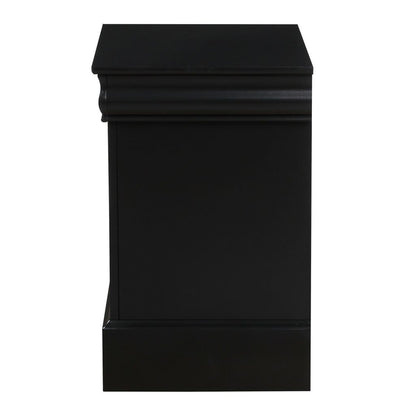 Traditional 2 Drawers wood Nightstand By Louis Philippe III, Black - View 5