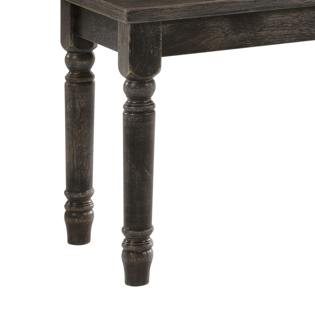 Transitional Style Rectangular Wooden Bench with Turned Legs, Bench - View 3