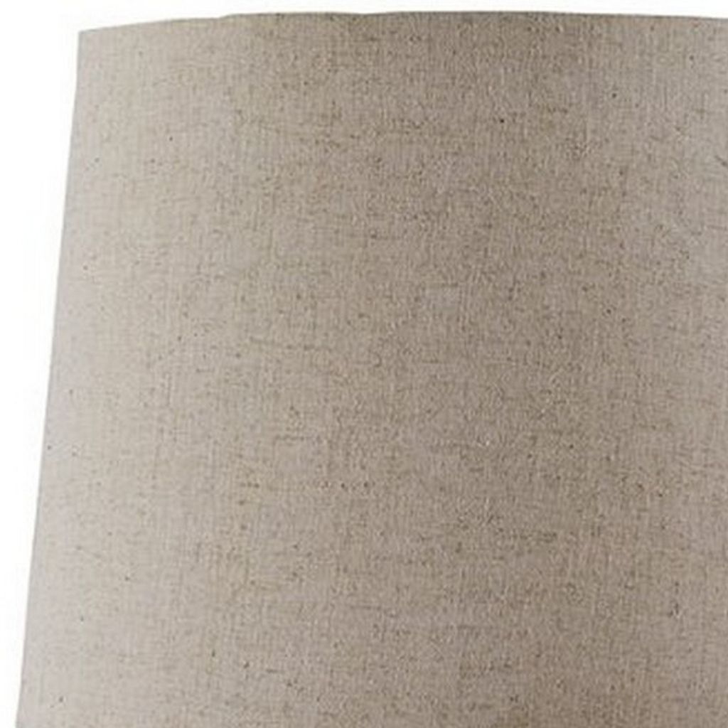 Ribbed Design Metal Body Table Lamp with Tapered Fabric Shade,Set of 2,Gray - View 4