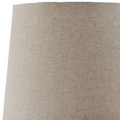 Ribbed Design Metal Body Table Lamp with Tapered Fabric Shade,Set of 2,Gray - View 4