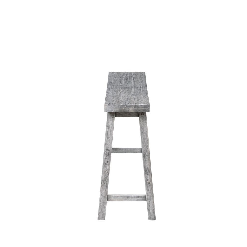 Saddle Design Wooden Bench with Grain Details, Gray - View 3