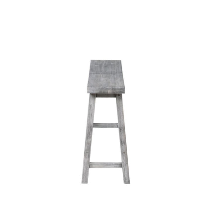 Saddle Design Wooden Bench with Grain Details, Gray - View 3