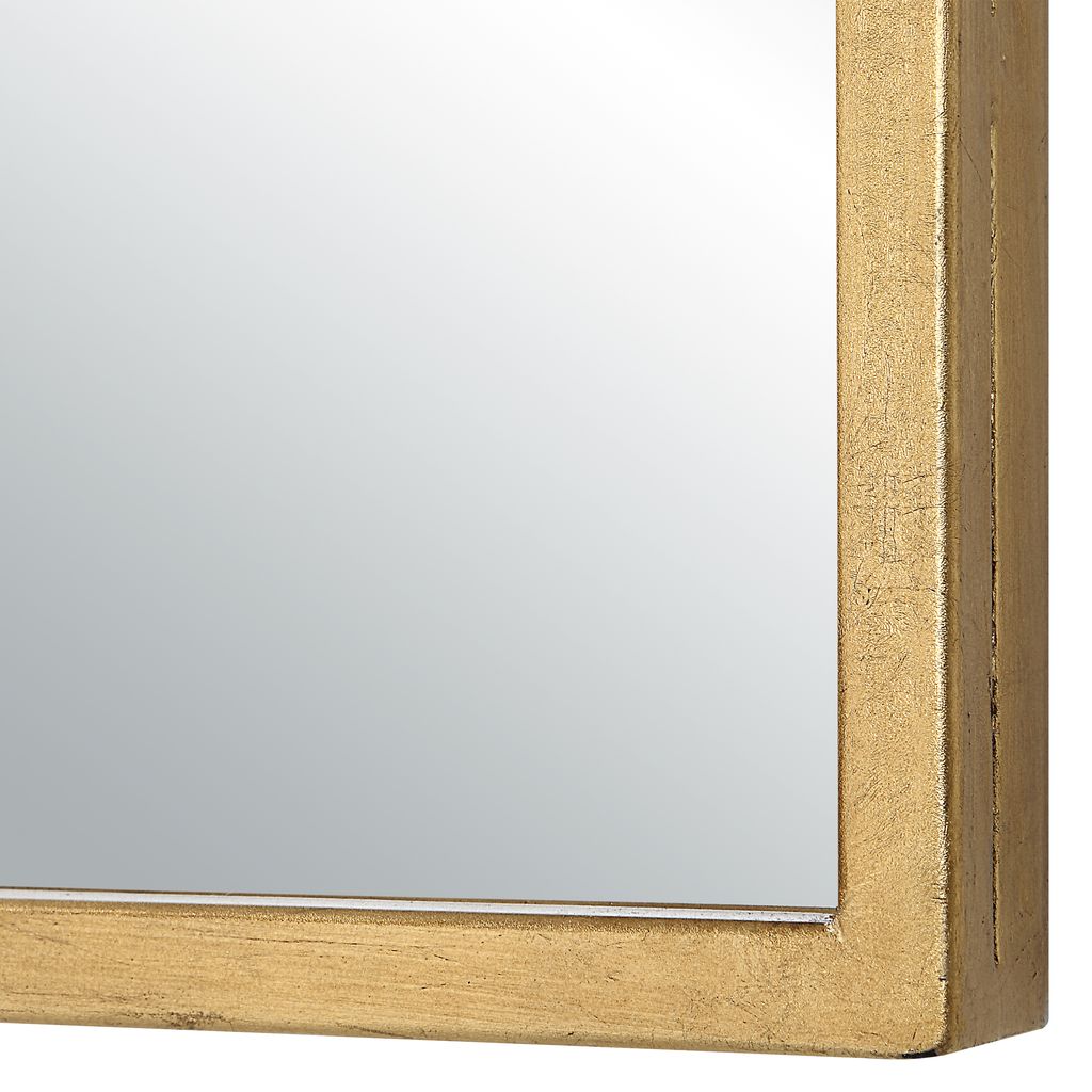 38 Inch Wood Wall Mirror, Moroccan Style, Antique Gold - View 4