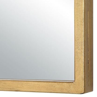 38 Inch Wood Wall Mirror, Moroccan Style, Antique Gold - View 4