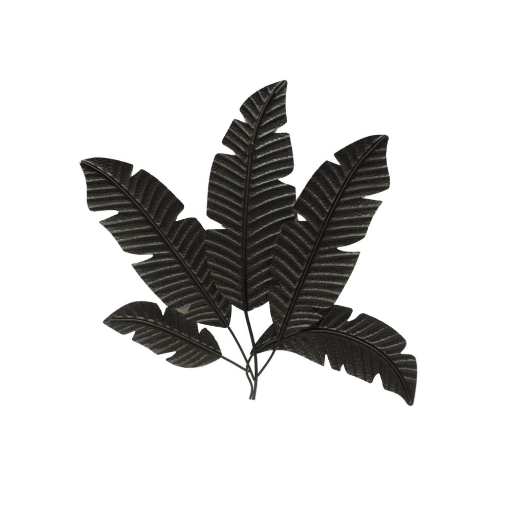 35 Inch Tropical Metal Palm Leaf Wall Mount Accent Decor, Brushed Green, Antique Yellow, Black - View 4
