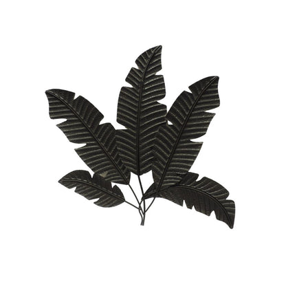 35 Inch Tropical Metal Palm Leaf Wall Mount Accent Decor, Brushed Green, Antique Yellow, Black - View 4