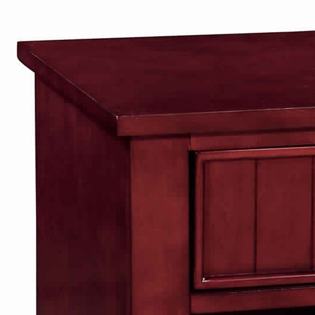 Wooden Night Stand With One Drawer And Open Shelf In Cherry Brown - View 4