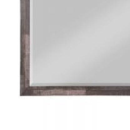 48 Inch Wood Mirror, Landscape, Beveled, Rustic Brown - View 5