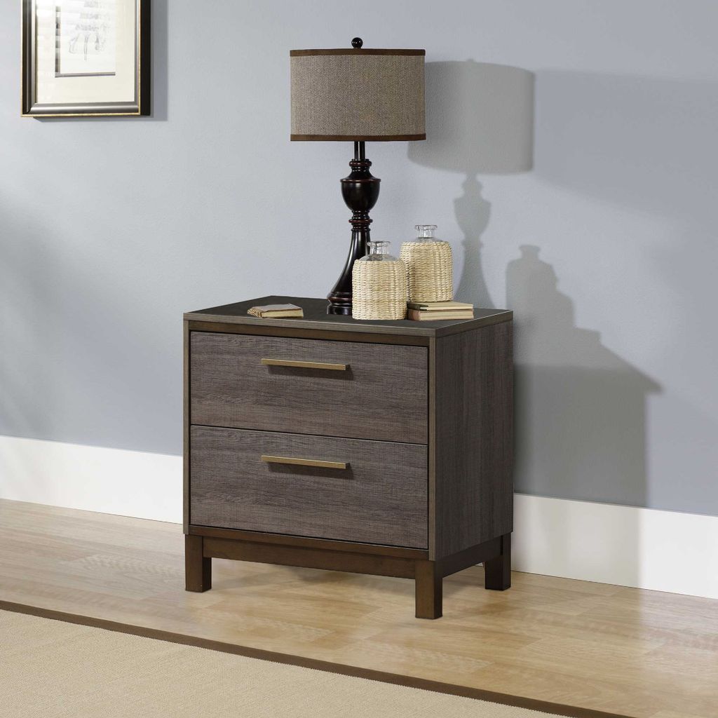 Manvel Contemporary Style Night Stand, Antique Gray - View 7