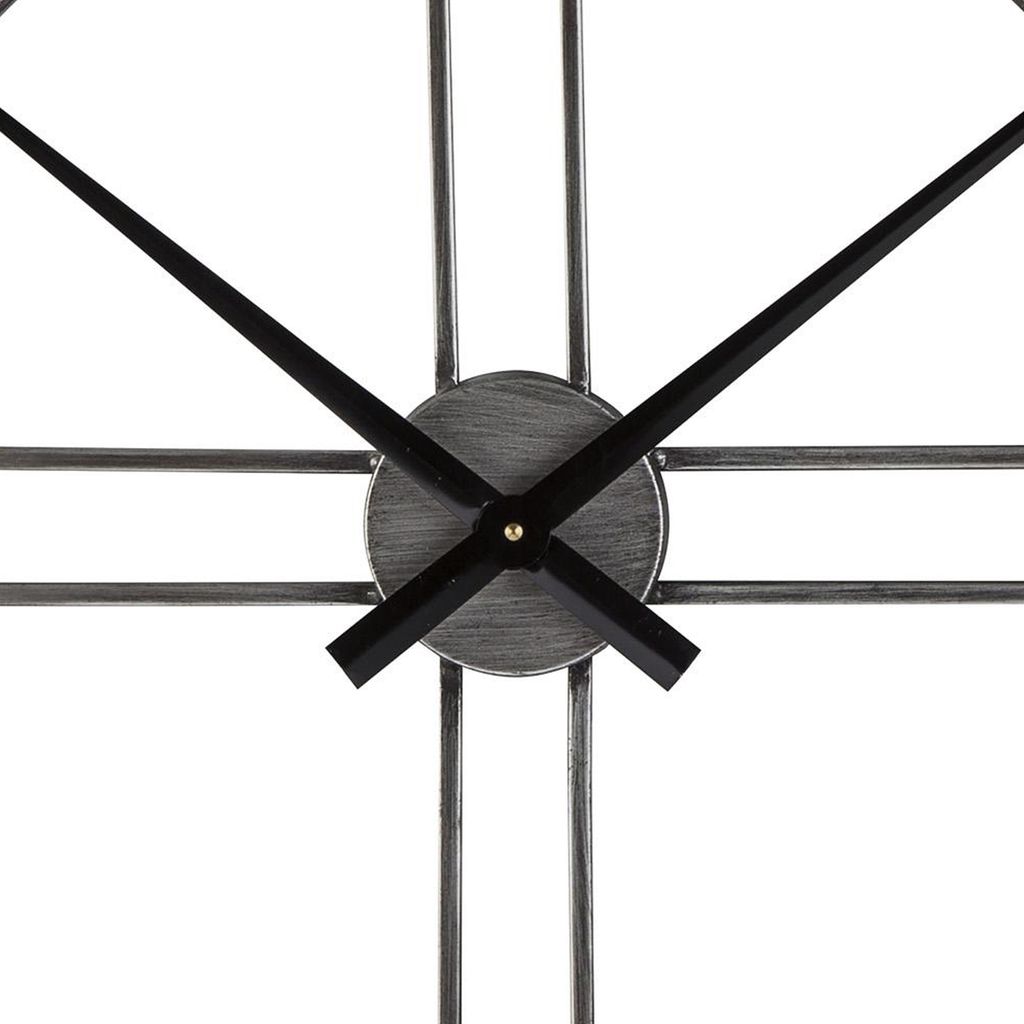 Industrial Round Metal Wall Clock with Roman Numerals, Gray - View 2