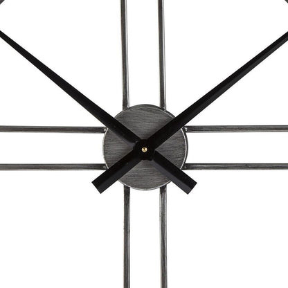 Industrial Round Metal Wall Clock with Roman Numerals, Gray - View 2