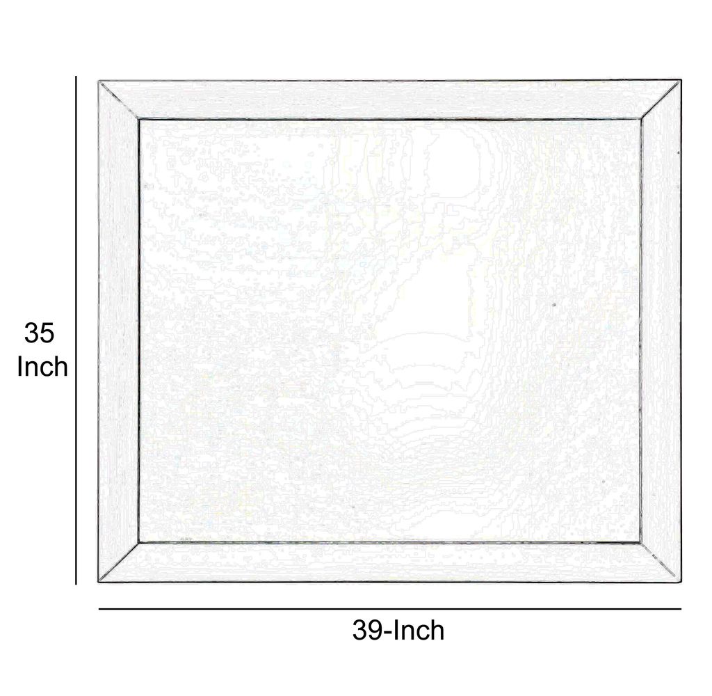 Wooden Framed Mirror with Rectangular Shape, Silver and White - View 5