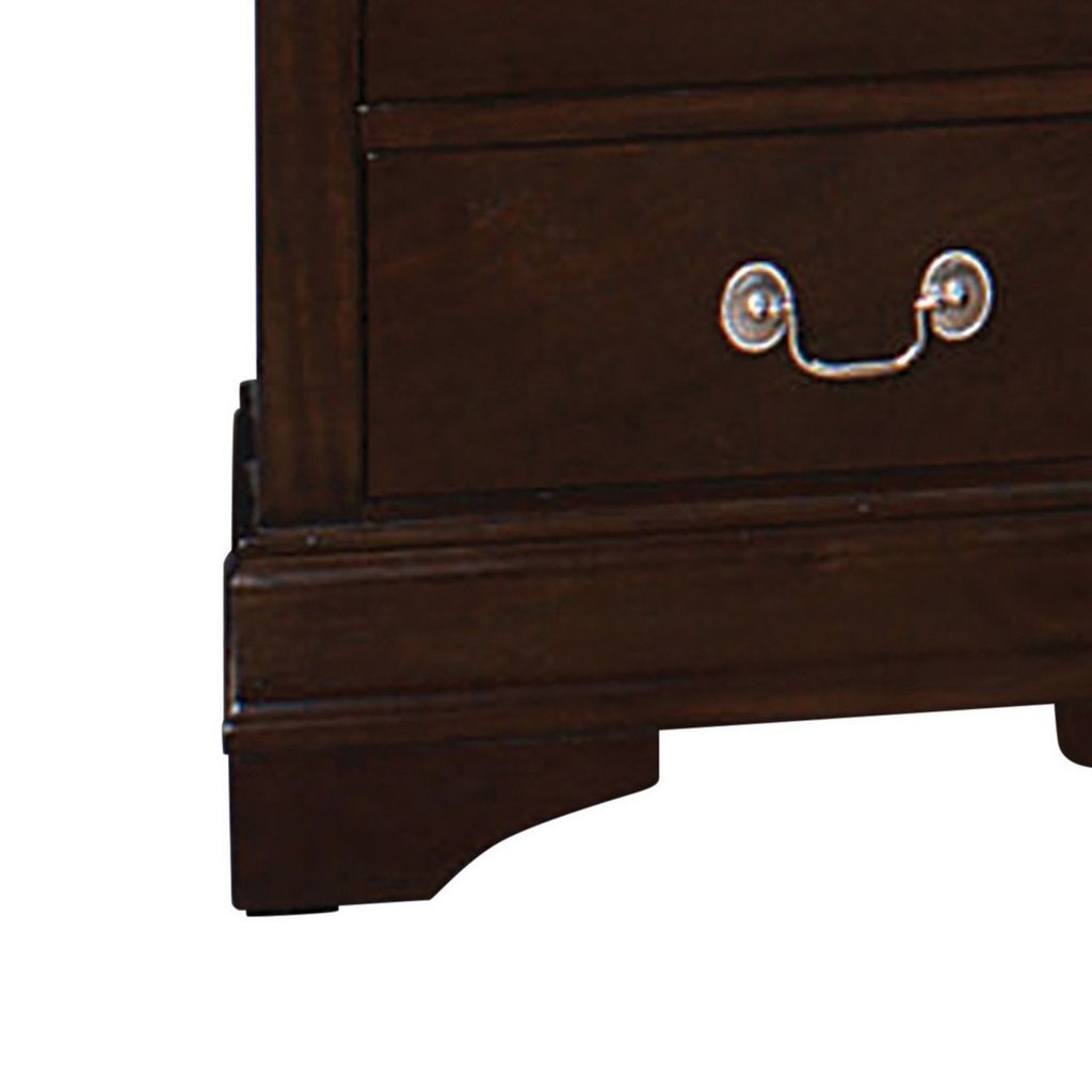 Nim 24 Inch 2 Drawer Nightstand, Classic Bail Handles, Cappuccino Brown - View 4
