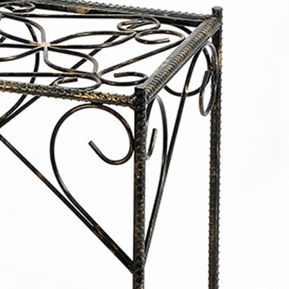 Scrolled Metal Frame Plant Stand with Square Top, Large, Black - View 2