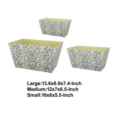 Rectangular Containers with Narrow Bottom, Set of 3, Blue and Beige - View 5