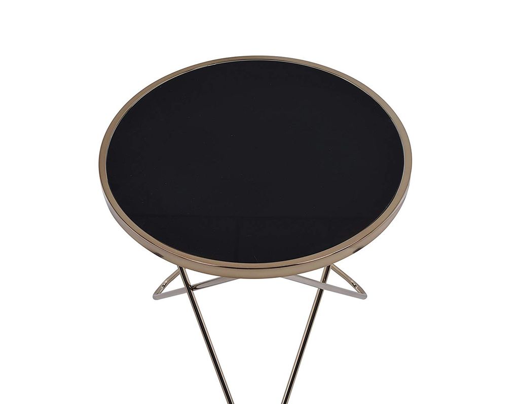Valora End Table, Black Glass & Champagne - View 2