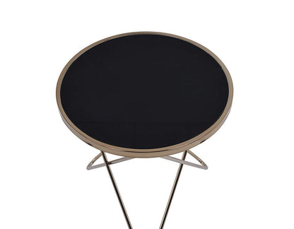 Valora End Table, Black Glass & Champagne - View 2
