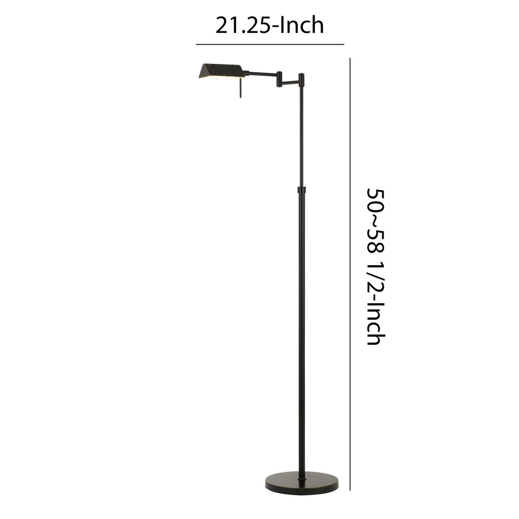 10W LED Adjustable Metal Floor Lamp with Swing Arm, Black - View 5